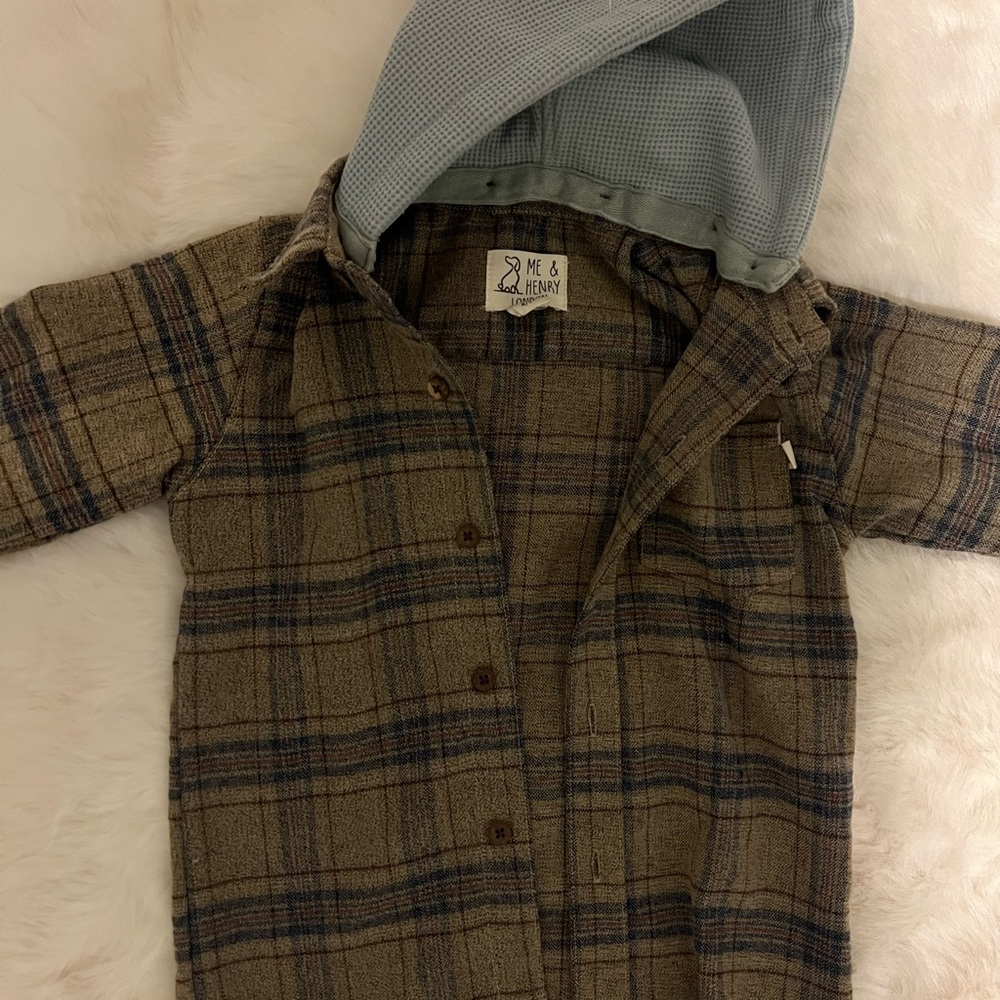 Me & Henry Kids Plaid Jacket - Brown and Blue